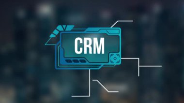 İnternet, iş, teknoloji ve ağ konsepti. CRM Müşteri İlişkileri Yönetimi. Sanal düğme.