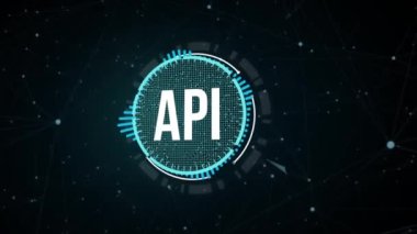 İnternet, iş, teknoloji ve ağ konsepti. Uygulama Programlama Arayüzü. Yazılım geliştirme aracı. Sanal düğme.