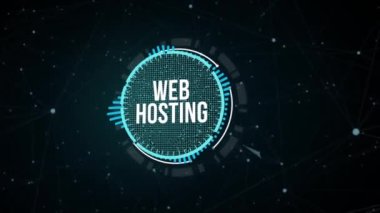 İnternet, iş, teknoloji ve ağ konsepti. Web sunucusu. Depolama alanı sağlama ve web sitelerine erişim faaliyetleri. Sanal düğme.