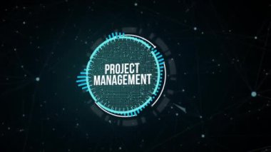 İnternet, iş, teknoloji ve ağ konsepti. Proje yönetimi konsepti. Sanal düğme.