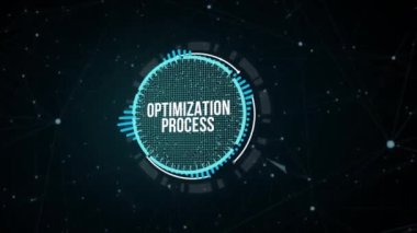 İnternet, iş, teknoloji ve ağ konsepti. Optimizasyon Yazılım Teknolojisi Süreç Sistemi İş Konsepti. Sanal düğme.