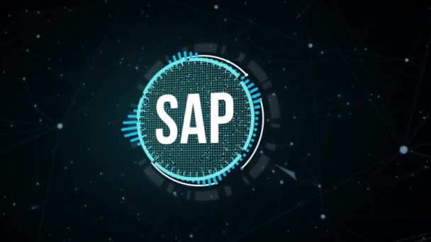 インターネット ビジネス テクノロジー ネットワークの概念 Sapシステムソフトウェア仮想スクリーンデータセンター上の自動化コンセプト バーチャルボタン — ストック動画