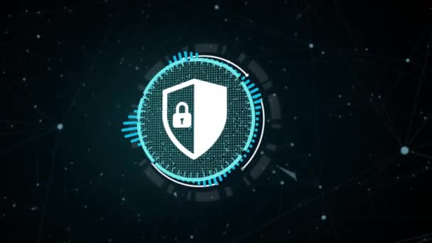 インターネット ビジネス テクノロジー ネットワークの概念 サイバーセキュリティデータ保護ビジネス技術プライバシーコンセプト バーチャルボタン — ストック動画