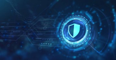 İnternet, iş, teknoloji ve ağ konsepti. Siber güvenlik veri koruması iş teknolojisi gizlilik kavramı. 3d illüstrasyon.