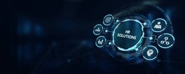 İş, Teknoloji, İnternet ve ağ konsepti. HR Çözümleri. 3d illüstrasyon