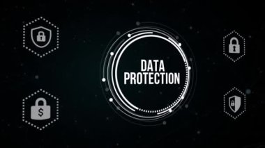 İnternet, iş, teknoloji ve ağ konsepti. Siber güvenlik veri koruması iş teknolojisi gizlilik kavramı. Sanal düğme.