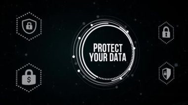 İnternet, iş, teknoloji ve ağ konsepti. Siber güvenlik veri koruması iş teknolojisi gizlilik kavramı. Sanal düğme.