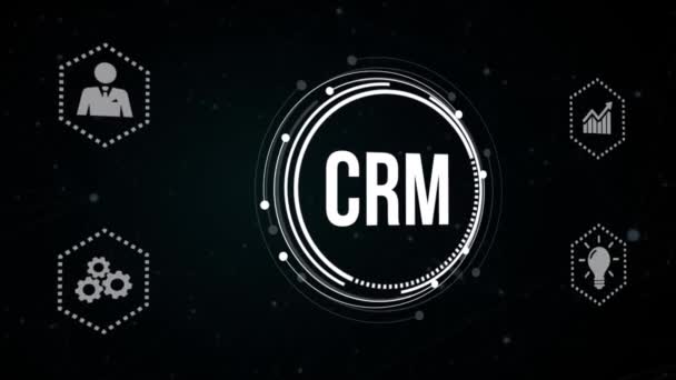 インターネット ビジネス テクノロジー ネットワークの概念Crm顧客関係管理 バーチャルボタン — ストック動画