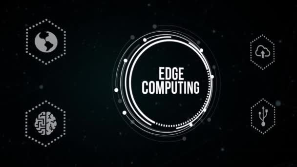 インターネット ビジネス テクノロジー ネットワークの概念 エッジコンピューティング仮想画面上の最新のIt技術 バーチャルボタン — ストック動画