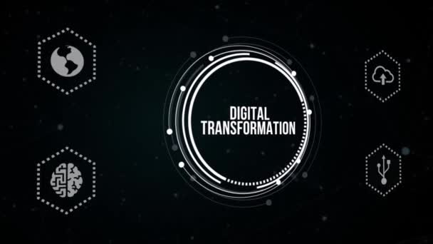 インターネット ビジネス テクノロジー ネットワークの概念ビジネスプロセスと現代技術のデジタル化の概念 デジタル変換 バーチャルボタン — ストック動画