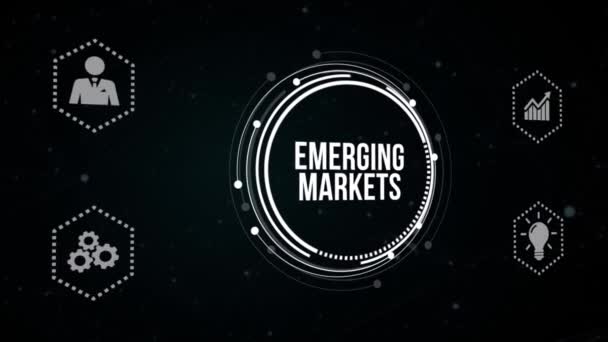 Интернет Бизнес Технология Сетевая Концепция Рынки Развивающихся Стран Виртуальная Кнопка — стоковое видео