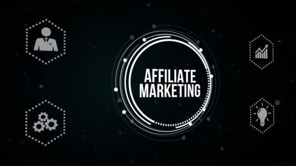 Internet Podnikání Technologie Síťové Koncepce Affiliate Marketing Virtuální Tlačítko — Stock video