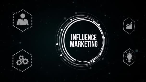 Internet Bedrijfsleven Technologie Netwerkconcept Influencer Marketing Concept Virtuele Knop — Stockvideo