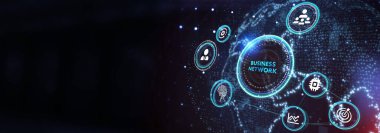 İş, Teknoloji, İnternet ve ağ konsepti. Çevrimiçi İş Ağı 3D illüstrasyon