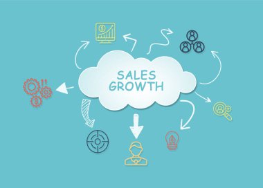 İnternet, iş, teknoloji ve ağ konsepti. Satış artışı, satış artışı veya iş büyüme kavramı. 3d illüstrasyon.