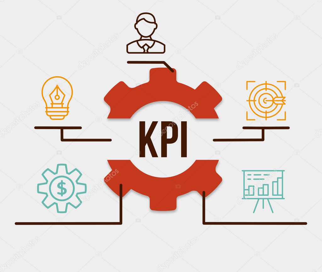 Internet, business, Technology and network concept. KPI Key Performance Indicator for Business Concept. 3d illustration.