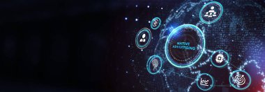 Yerel reklam internet yayını dijital pazarlama işi kavramı ile ilgilidir. İş, Teknoloji, İnternet ve ağ konsepti. 3d illüstrasyon