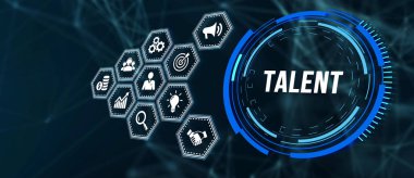 İnternet, iş, teknoloji ve ağ konsepti. Yeteneğinizi ve potansiyelinizi açın. Yetenekli insan kaynakları, şirket başarısı. 3d illüstrasyon.