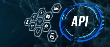 İnternet, iş, teknoloji ve ağ konsepti. Uygulama Programlama Arayüzü. Yazılım geliştirme aracı. 3d illüstrasyon.