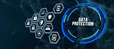 İnternet, iş, teknoloji ve ağ konsepti. Siber güvenlik veri koruması iş teknolojisi gizlilik kavramı. 3d illüstrasyon