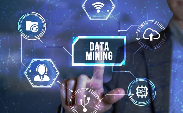 Internet Affaires Technologie Concept Réseau Concept Data Mining Bouton Virtuel — Photo