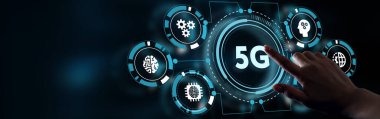 5G ağı konsepti, yüksek hızlı mobil internet, yeni nesil ağlar. İş, modern teknoloji, İnternet ve ağ kurma kavramı.       