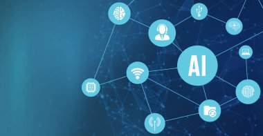İnternet, iş, teknoloji ve ağ konsepti. Yapay zeka ve yapay zeka kavramı. 3d illüstrasyon.