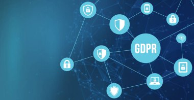 İnternet, iş, teknoloji ve ağ konsepti. Siber güvenlik veri koruması iş teknolojisi gizlilik kavramı. 3d illüstrasyon