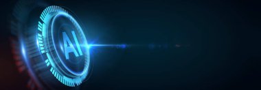 Yapay zeka ve yapay zeka kavramı. İş, modern teknoloji, internet ve ağ kurma kavramı. 3B illüstrasyon