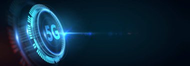 5G ağı konsepti, yüksek hızlı mobil internet, yeni nesil ağlar. İş, modern teknoloji, internet ve ağ kurma kavramı. 3B illüstrasyon