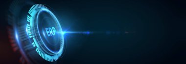 İş, Teknoloji, İnternet ve ağ konsepti. Enterprise Resource Planlama ERP şirket yönetimi 3D illüstrasyon