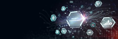 Proje yönetimi konsepti. İş, Teknoloji, İnternet ve Ağ Konsepti 3D illüstrasyon
