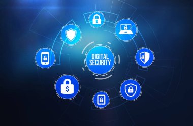 İnternet, iş, teknoloji ve ağ konsepti. Siber güvenlik veri koruması iş teknolojisi gizlilik kavramı. 3d illüstrasyon