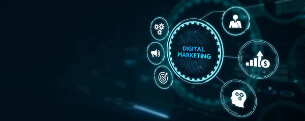 Biznes Technologia Internet Koncepcja Sieci Digital Marketing Content Planowanie Strategii — Zdjęcie stockowe