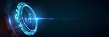 Soyut mavi arkaplanda zincir bağlantısı simgesi. Hiper bağlantı zinciri sembolü konsepti. 3d illüstrasyon