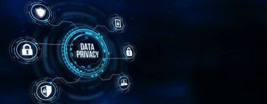 İnternet, iş, teknoloji ve ağ konsepti. Siber güvenlik veri koruması iş teknolojisi gizlilik kavramı. 3d illüstrasyon