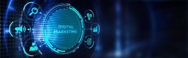 İş, Teknoloji, İnternet ve ağ konsepti. Dijital pazarlama içeriği planlama reklam stratejisi konsepti. 3d illüstrasyon