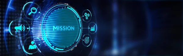 Concept Mission Concept Succès Final Sur Écran Virtuel Entreprise Technologie — Photo