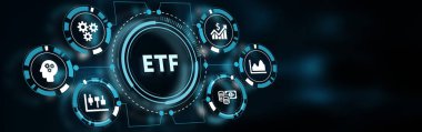 Borsa borsası borsa yatırım finansal konsepti. ETF. 3d illüstrasyon