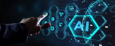 Yapay zeka ve yapay zeka kavramı. İş, modern teknoloji, İnternet ve ağ kurma kavramı. 