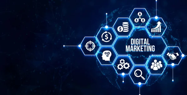 Internet Bedrijfsleven Technologie Netwerkconcept Digital Marketing Content Planning Reclame Strategie — Stockfoto