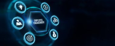 İnternet, iş, teknoloji ve ağ konsepti. Çalışanların nişanı. 3d illüstrasyon.