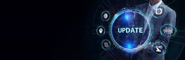 İş, Teknoloji, İnternet ve ağ konsepti. Yazılım bilgisayar programını güncelle. 