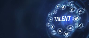 İnternet, iş, teknoloji ve ağ konsepti. Yeteneğinizi ve potansiyelinizi açın. Yetenekli insan kaynakları, şirket başarısı. 3d illüstrasyon.