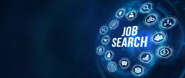 İnternet, iş, teknoloji ve ağ konsepti. İş Arama İnsan Kaynakları işe alım kariyeri. 3d illüstrasyon.