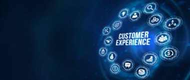 İnternet, iş, teknoloji ve ağ konsepti. Teknoloji geleceği. Müşteri Tecrübesi. 3d illüstrasyon.