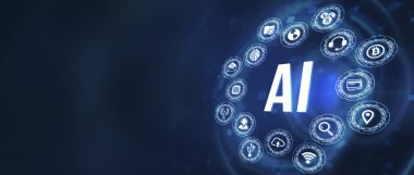 İnternet, iş, teknoloji ve ağ konsepti. Yapay zeka ve yapay zeka kavramı. 3d illüstrasyon.