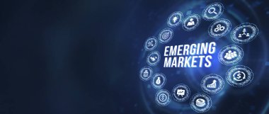 İnternet, iş, teknoloji ve ağ konsepti. Gelişmekte olan piyasalar. 3d illüstrasyon.