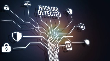 İnternet, iş, teknoloji ve ağ konsepti. Siber güvenlik veri koruması iş teknolojisi gizlilik kavramı. 3d illüstrasyon