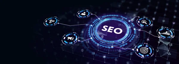 Negócios Tecnologia Internet Conceito Rede Seo Search Engine Optimization Marketing — Fotografia de Stock
